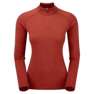 Montane Dart Zip Neck Magliette Donna Arancioni Rosse | TVL3123GV