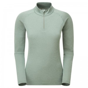 Montane Dart Zip Neck Magliette Donna Grigie Verdi | LAN4397UJ