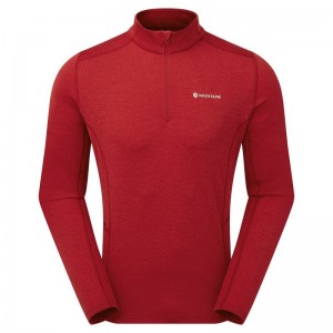 Montane Dart Zip Neck Magliette Uomo Rosse Scuro | RBB1383MM