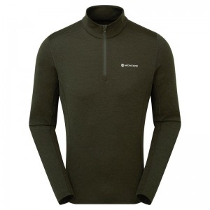 Montane Dart Zip Neck Magliette Uomo Verdi Scuro | PPZ2315XR