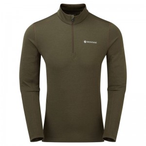 Montane Dart Zip Neck Magliette Uomo Verdi Scuro | PWD599GQ