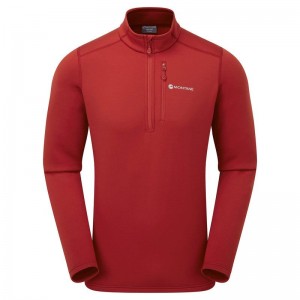 Montane Fury Zip Pull-On Pile Uomo Rosse Scuro | ACY6240HE