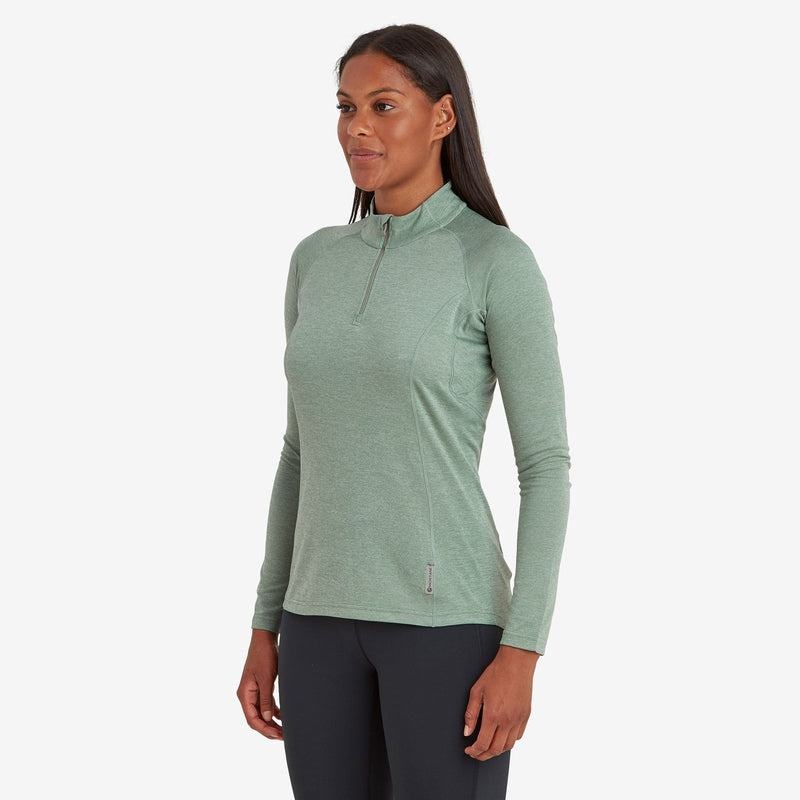 Montane Dart Zip Neck Magliette Donna Grigie Verdi | LAN4397UJ