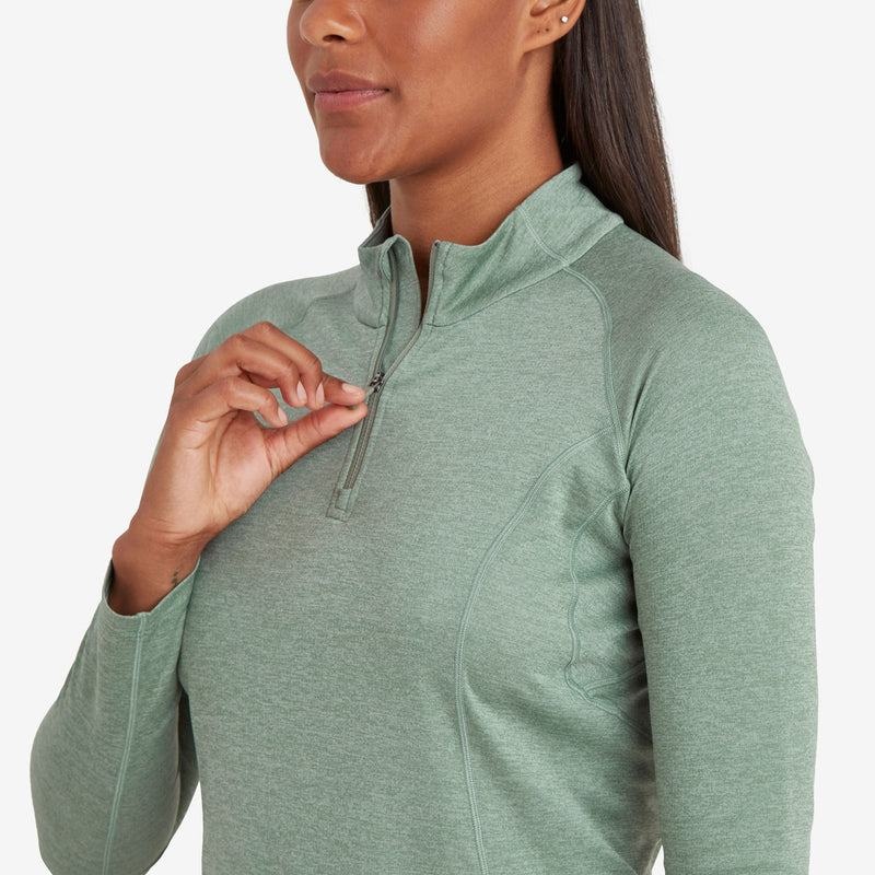 Montane Dart Zip Neck Magliette Donna Grigie Verdi | LAN4397UJ